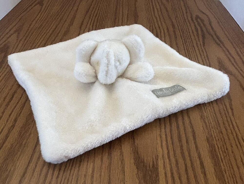 Trendy Littles Baby Lovey White Elephant Plush Security Blanket 12”x12”